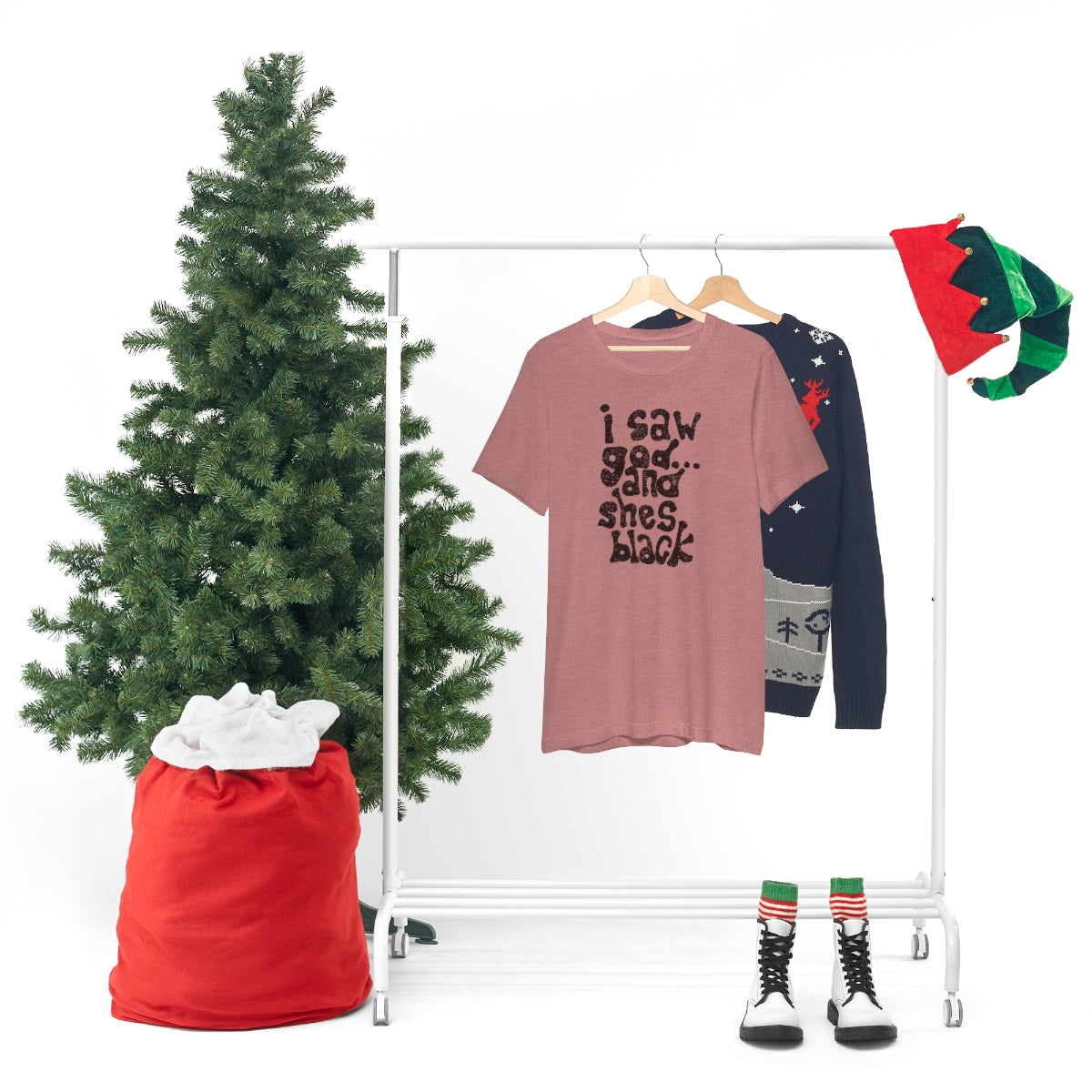 I Saw God & She’s Black Tee (negra) // Unisex Jersey Short Sleeve Tee