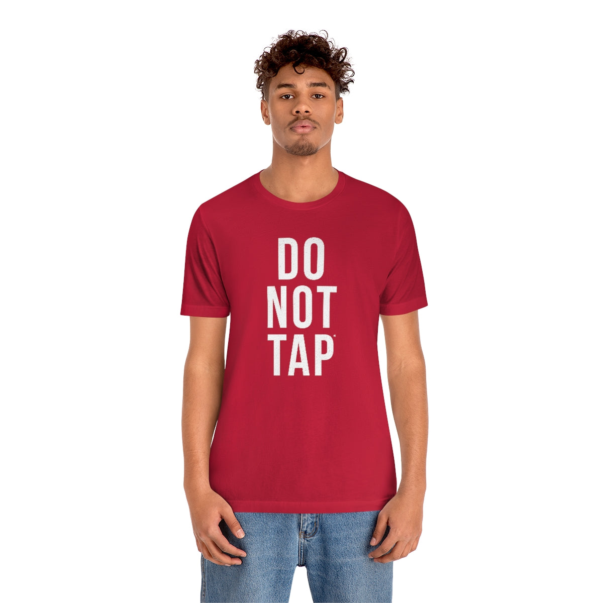 Do Not Tap® (blanca) // Unisex Jersey Short Sleeve Tee