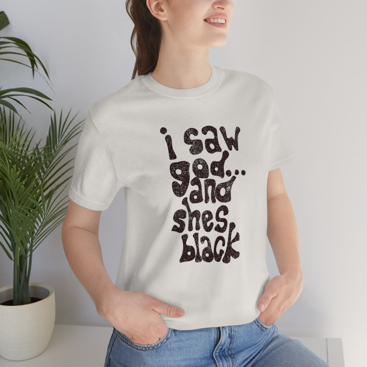 I Saw God & She’s Black Tee (negra) // Unisex Jersey Short Sleeve Tee