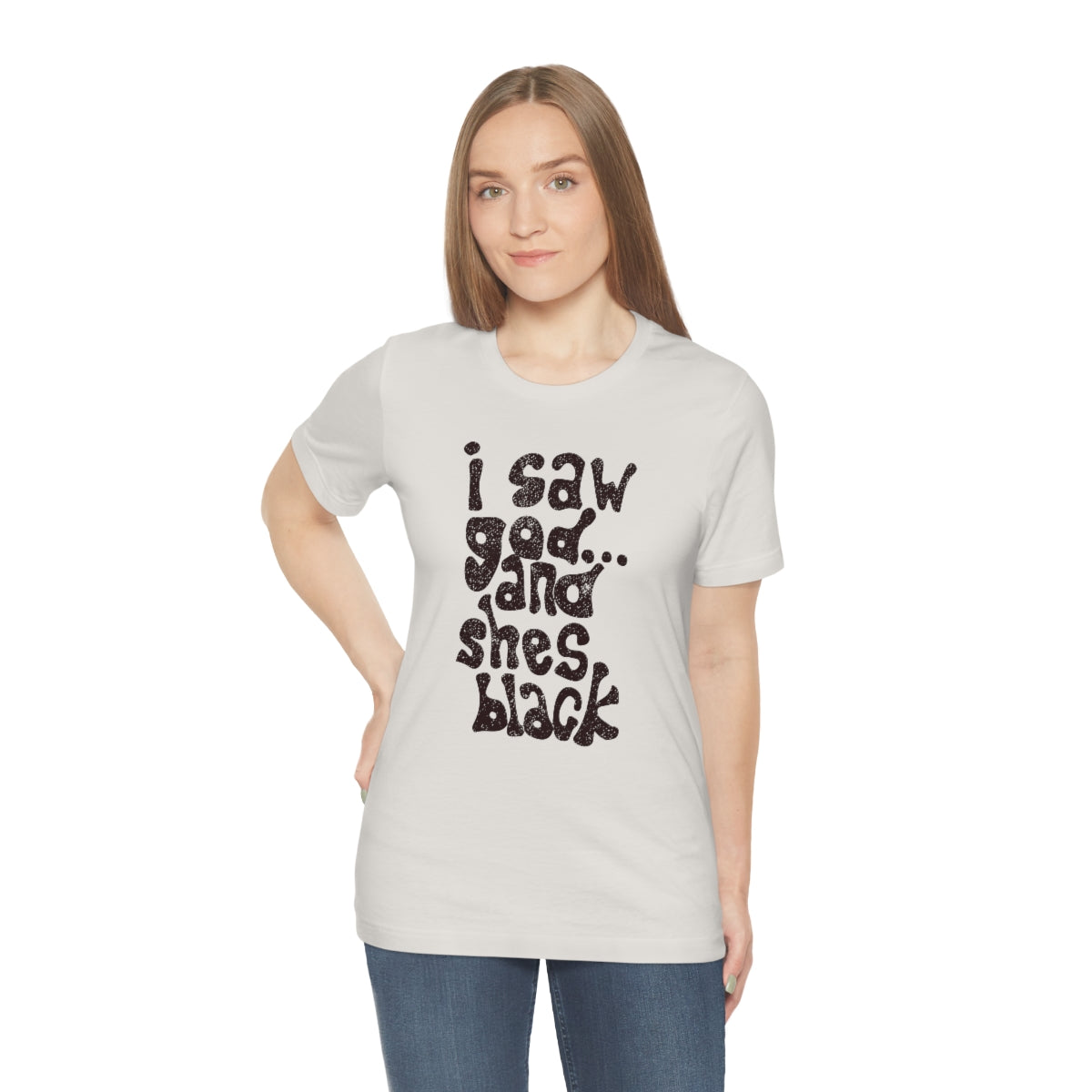 I Saw God & She’s Black Tee (negra) // Unisex Jersey Short Sleeve Tee