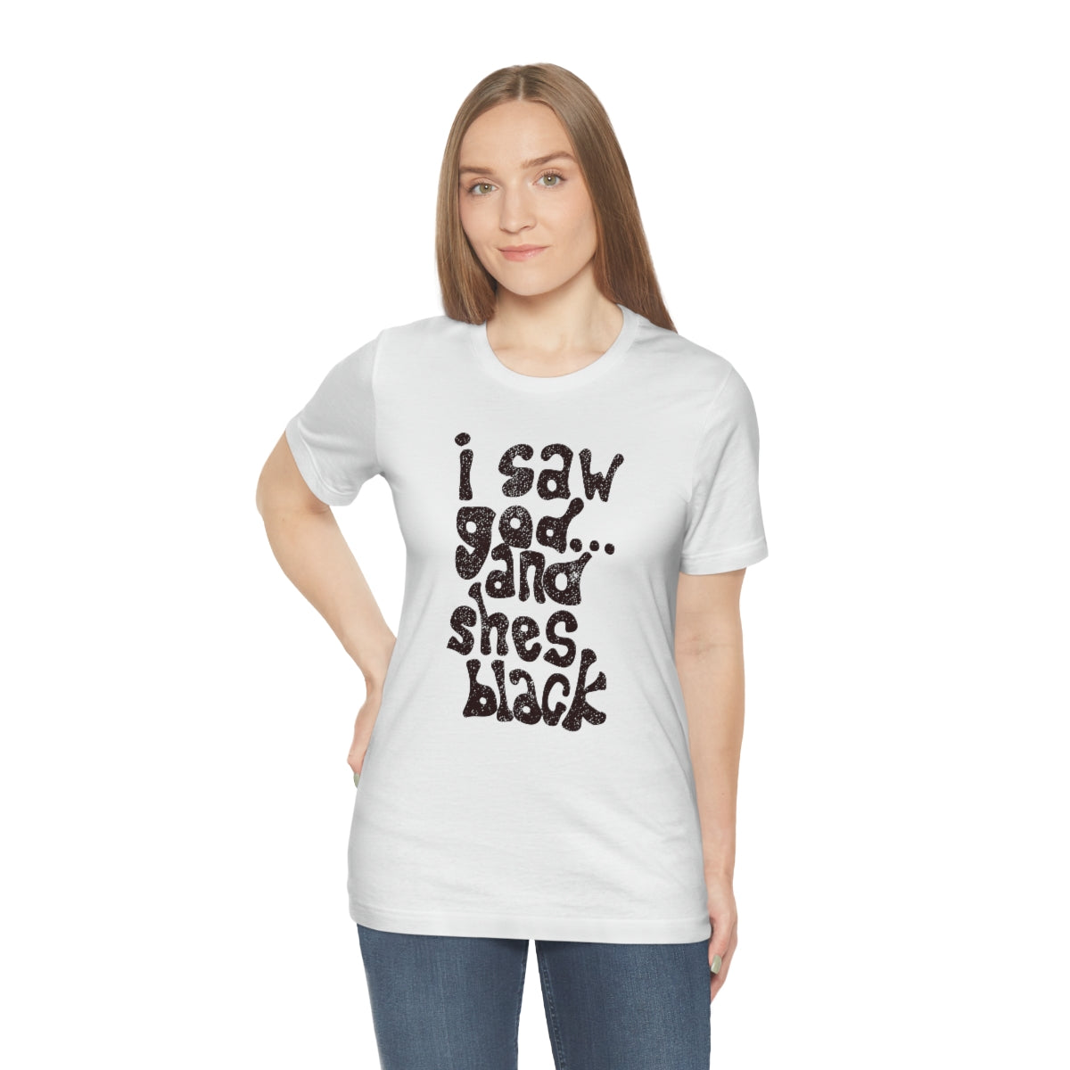I Saw God & She’s Black Tee (negra) // Unisex Jersey Short Sleeve Tee